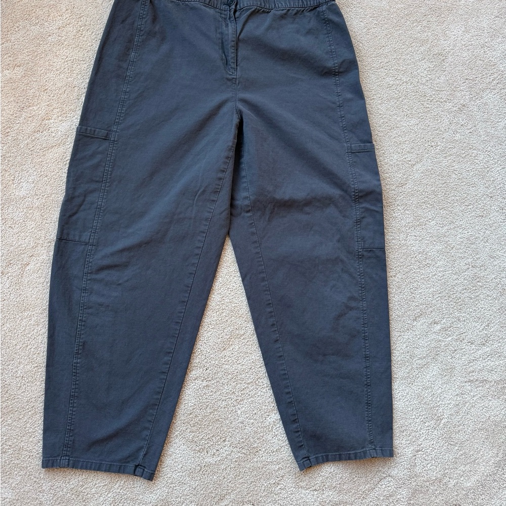 Eileen Fisher Cotton Hemp Stretched Lantern Pants Dark Gray / Slate